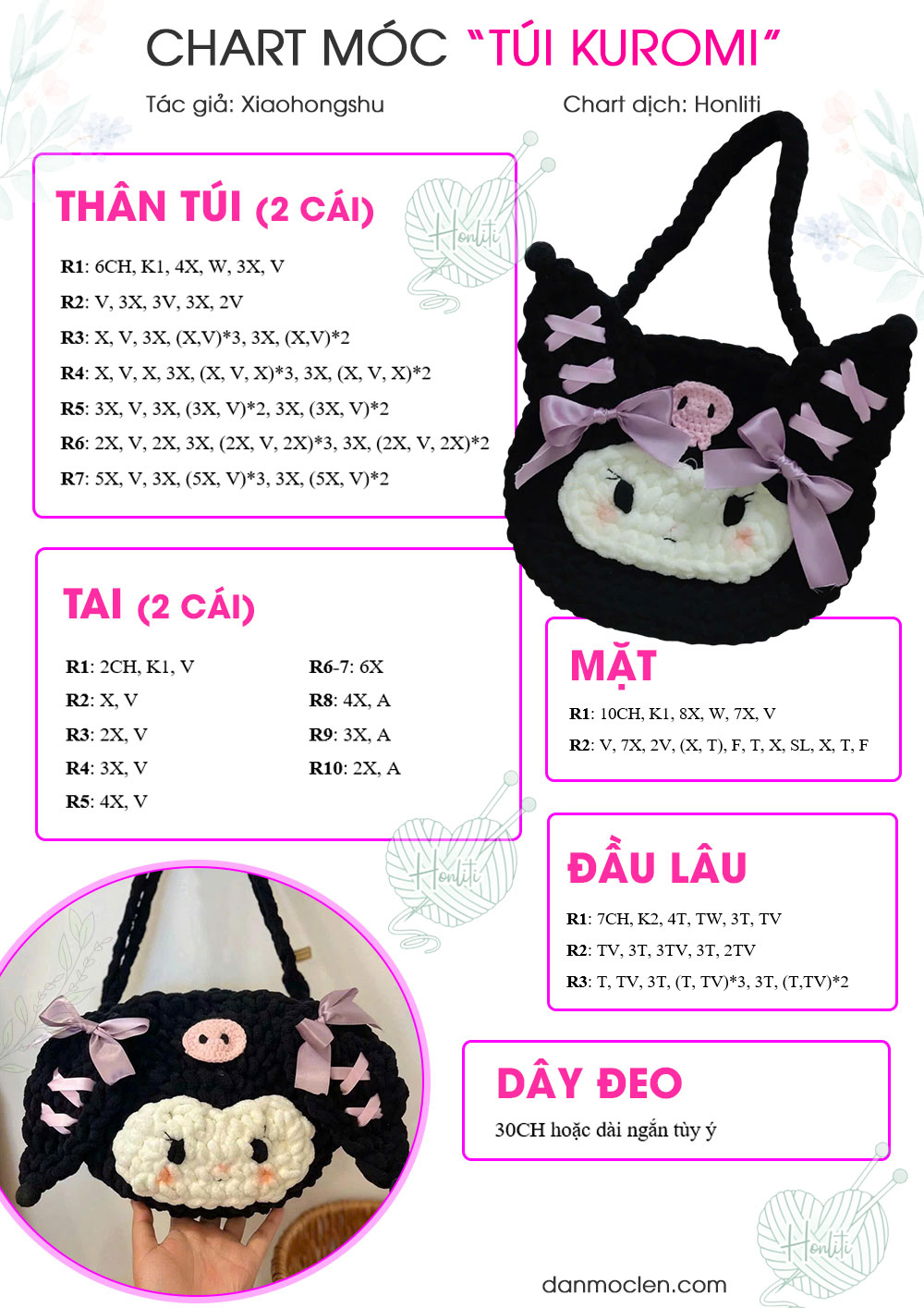 Chart móc Túi Kuromi Tiếng Việt