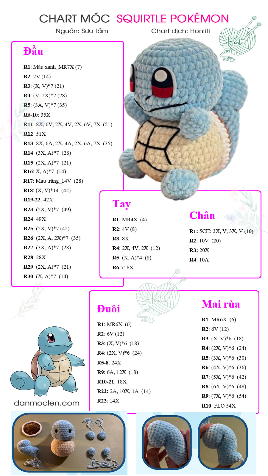 Chart móc Squirtle Pokémon Tiếng Việt