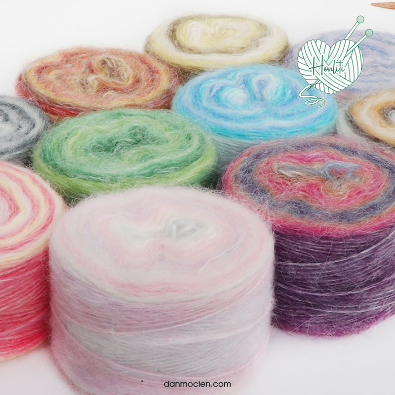 Len Mohair cầu vồng sợi to 50g