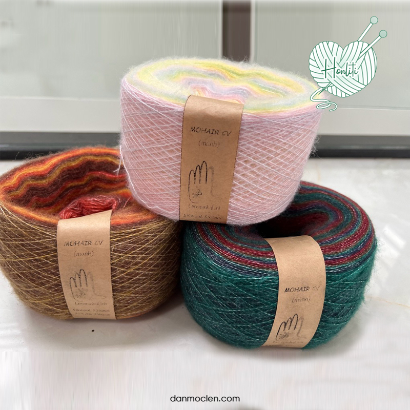 Len Mohair cầu vồng sợi nhỏ 1mm